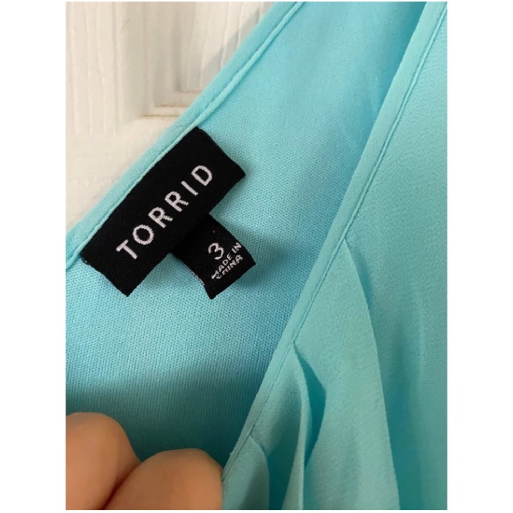 Torrid Aqua Baby Blue Pleated Chiffon Dress – Size 3X - Picture 6 of 7